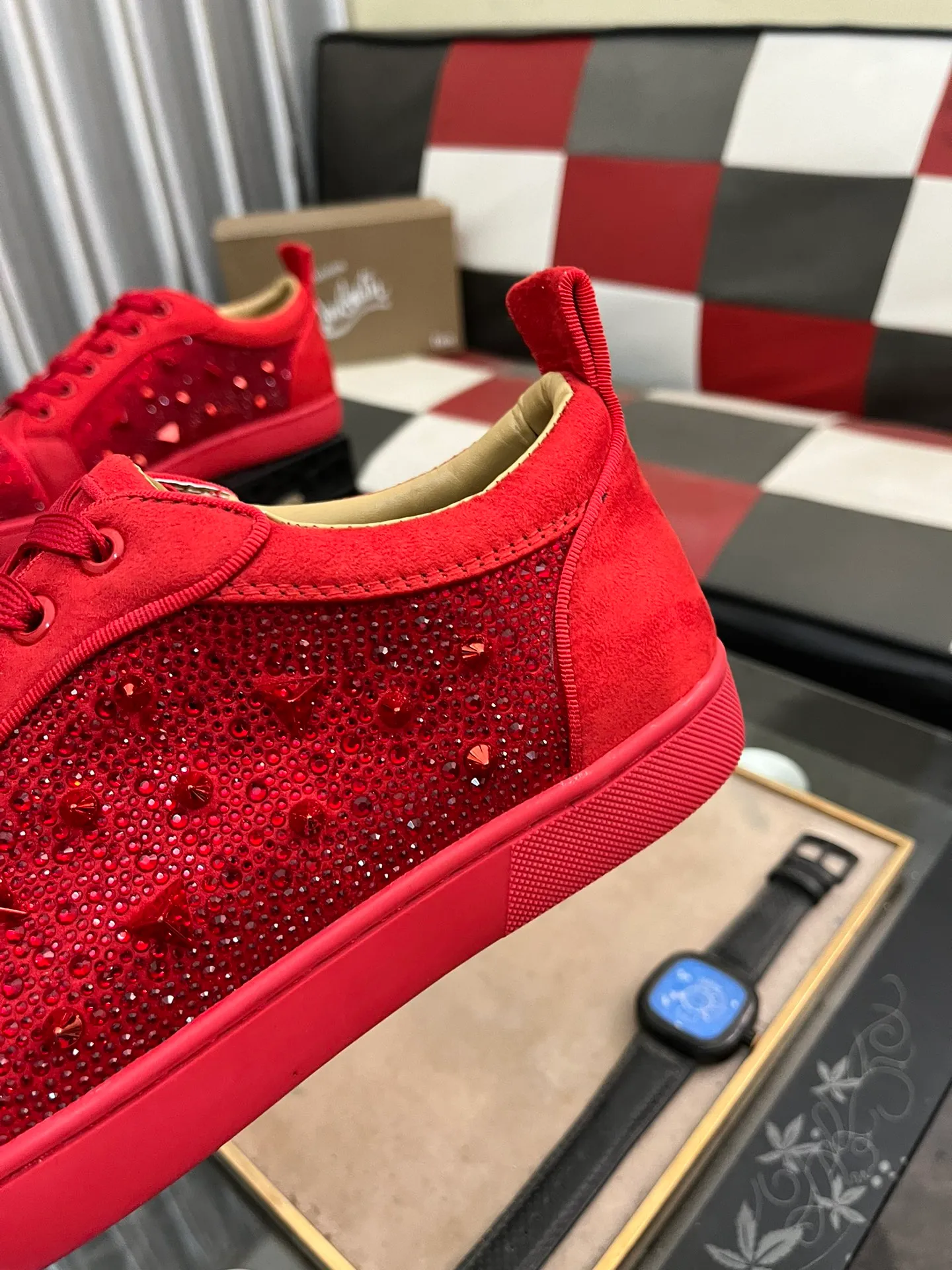 Men's shoes 💰480⌚️⌚️christian louboutin (CL red sole shoes) counter hot diamond series, casual sneakers 📢 📢 📢 Exclusive hot style release🎈🎈💪Movable latex feet👻Finished outsole line [Deyi] Global supply😝 [Top version]: Original imported cowhide upper, top original leather lining, original open-molded TPU outsole, original 1:1 detail processing, original shoe last, large number of ready-made code numbers: 38-44